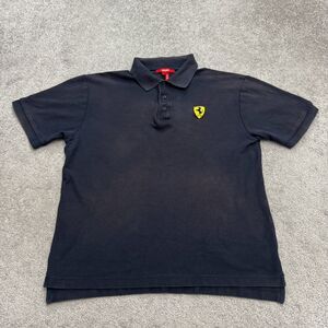 Scuderia Ferrari Cotton Polo Shirt Mens XL Black Short Sleeve Logo Racing Cars